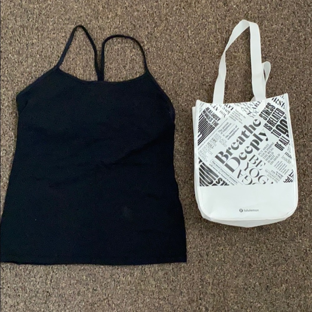 Black tank with built in bra with bag